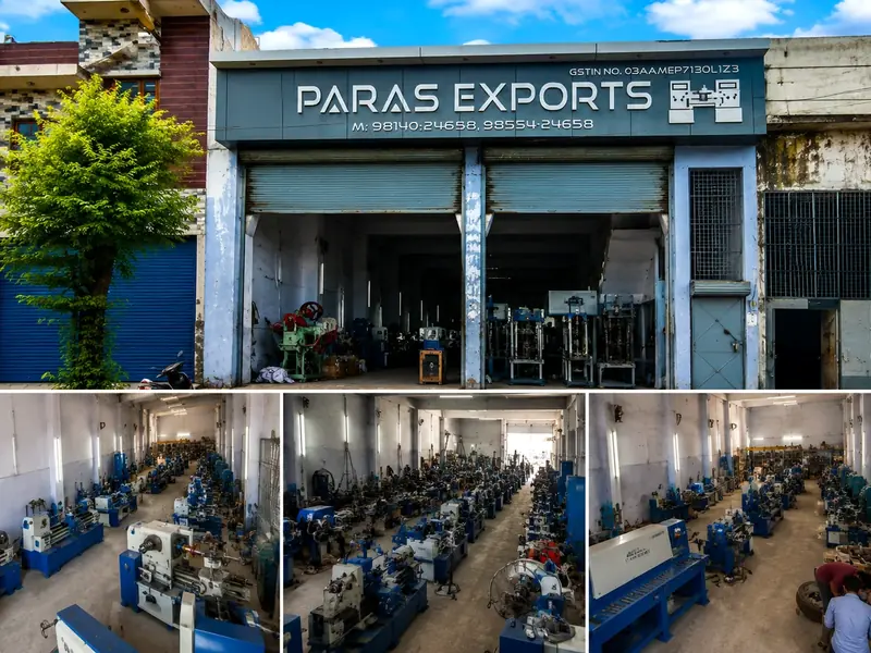 PARAS factory exterior and production-floor views in Batala