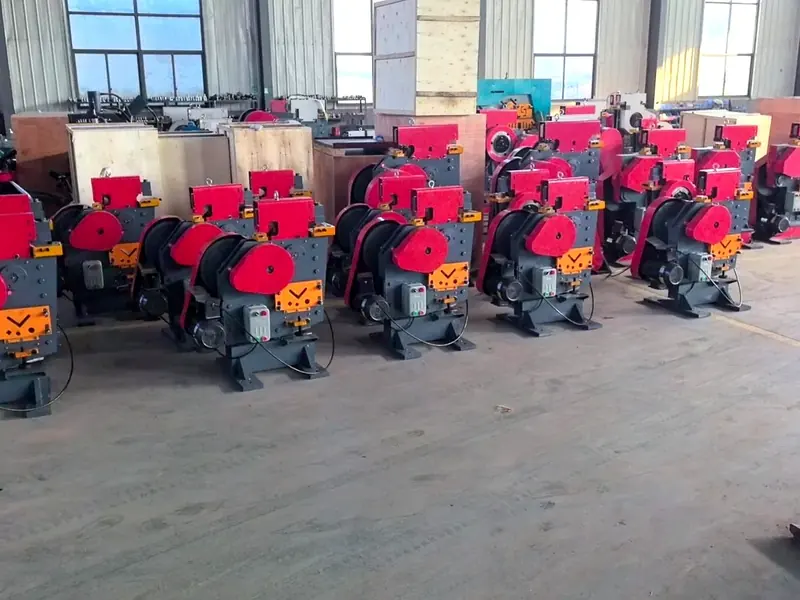 Batch of red sheet-metal and forming machines prepared in the workshop
